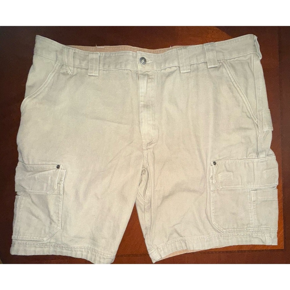 Duluth Trading Men Tan 44 Fire Hose Relaxed Fit Cargo Work Shorts Canvas Utility